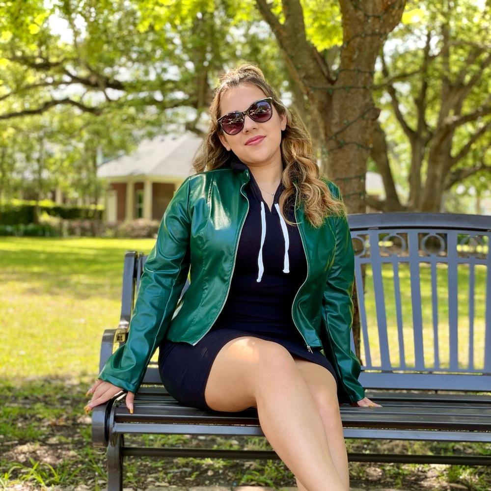 Green PU Leather Jacket